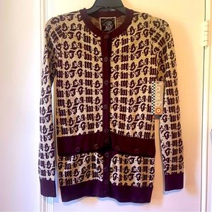 L.A.M.B. By Gwen Stefani monogram cashmere cardigan sweater. NWT.